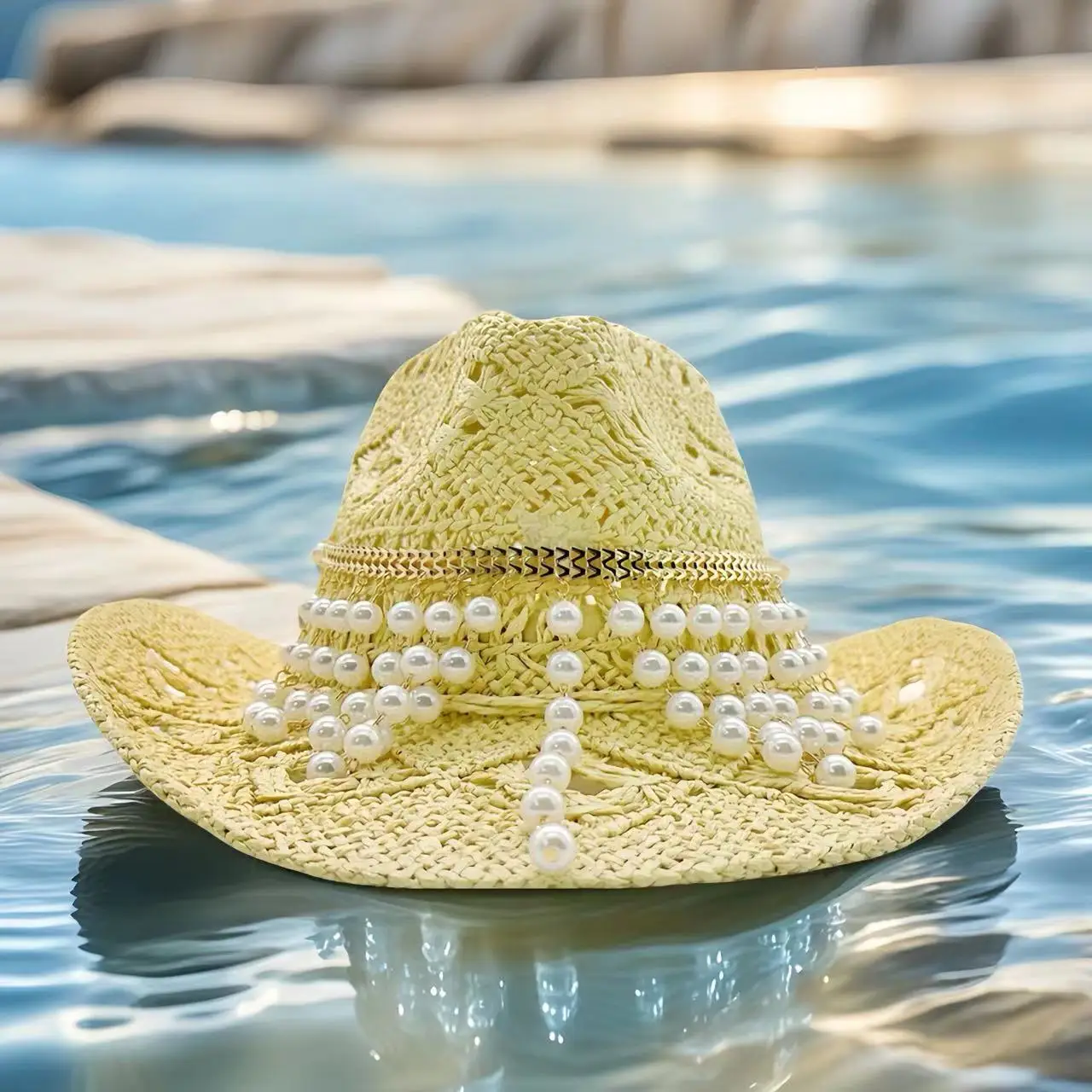 

Соломенная шляпа с кристаллами в ковбойском стиле для женщин и мужчин, винтажная пляжная шляпа для вечеринок, летних фестивалей, кантри-музыки, головной убор