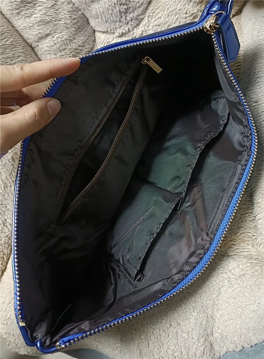 Bolsos de mano de día para mujer, bolso de mano tipo sobre de cuero PU para mujer, bolsos de mano para mujer, bolso de diseño de marca azul, maletín A4 rosa