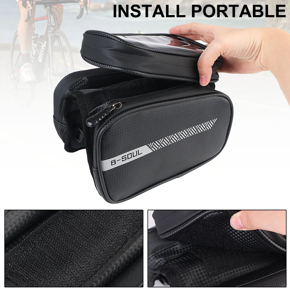 Cycling Top Tube Front Frame Bag Bike Accessories Waterproof 7.2 inch Bicycle Hard Shell Phone Bag Universal Large Capacity