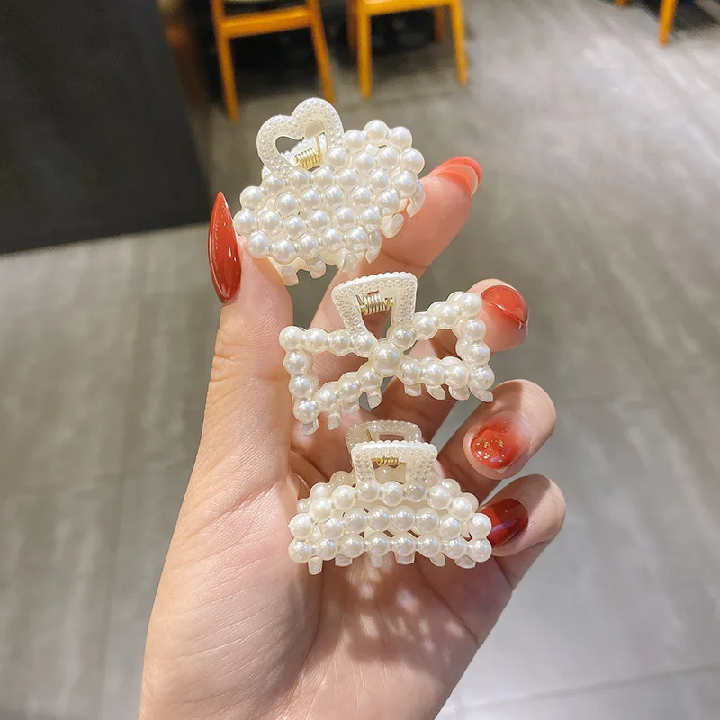 Neue Kleine Perlen Acryl Haar Klaue Clips Kleine Größe Make-Up Haar Styling Haarspangen Für Frauen Nette Mini Klaue Clip Haar Zubehör – Detail 5