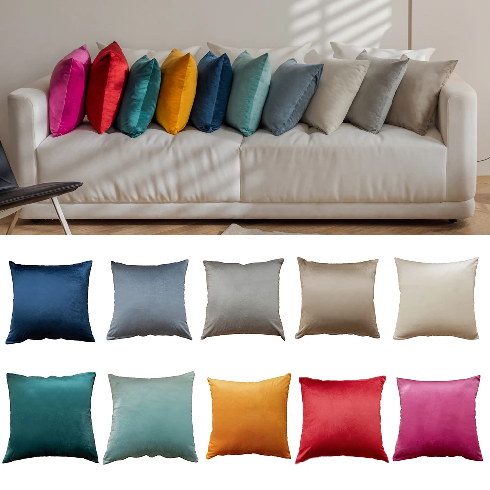 

MACT Velvet Pillow Cover Soft Cushion Case For Sofa Living Room Solid Color Multi Size Pillowcase Decorative Square Throw Pillow