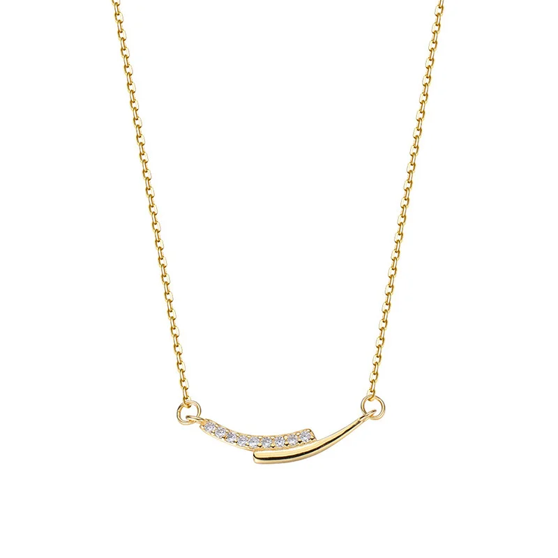 

S925 sterling silver plated 14k gold smile necklace one word parallel line lips double row simple clavicle chain women's jewelry
