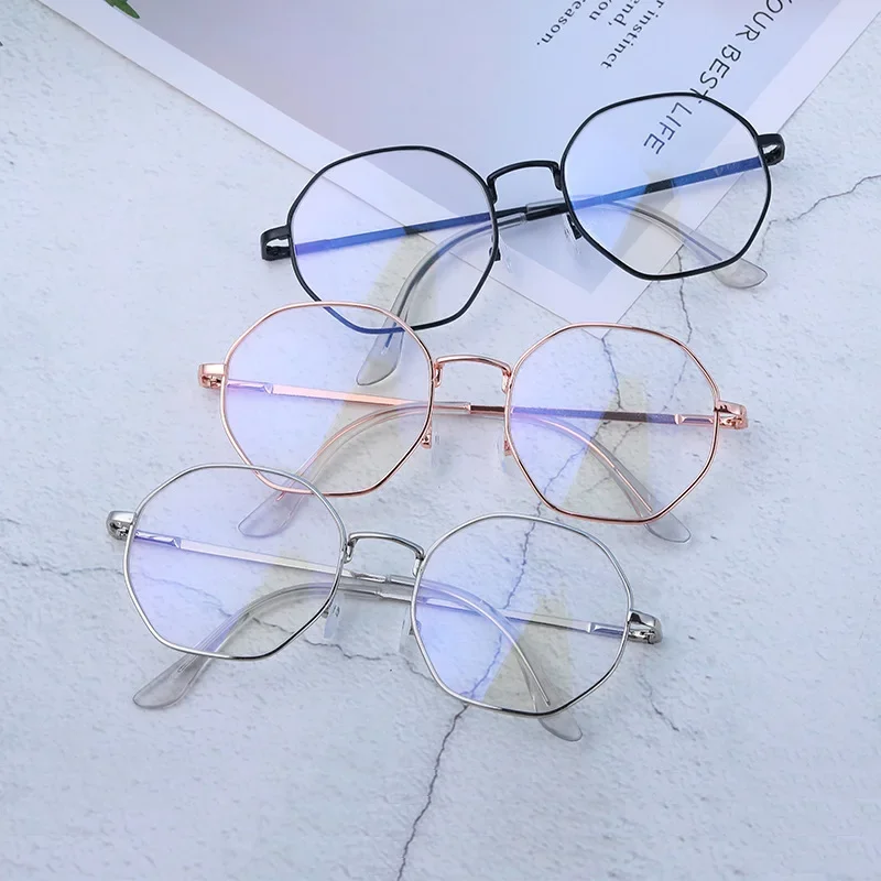 

Men Vintage Anti Blue light Clear Glasses Metal Frame Round Vision Care Classic Eyewear Women Lens Myopia Optical Mirror Eyewear