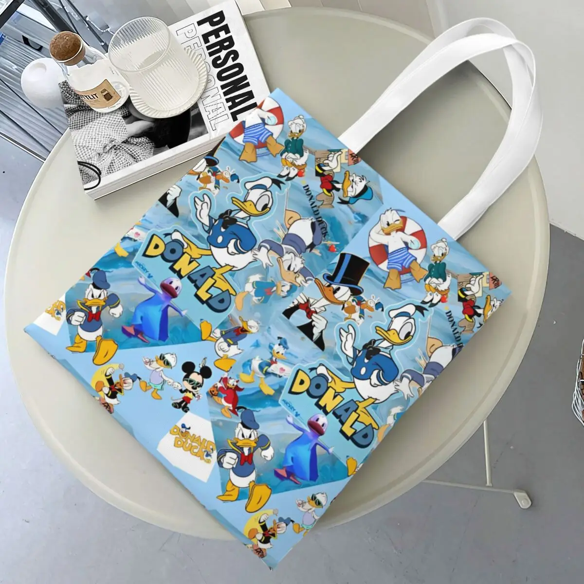 Donald Duck & Mickey Canvas Tote Handbag Grocery Bags Large Capacity Shopper Bags for Women