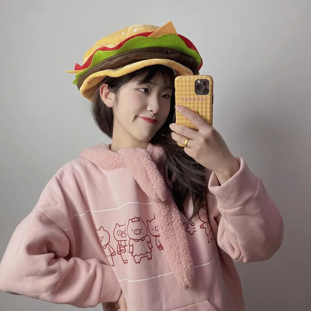 창의력 장식 버거 모자 귀여운 편안한 버거 헤드 기어 남여 소프트 성능 소품 모자 파티 의상 액세서리