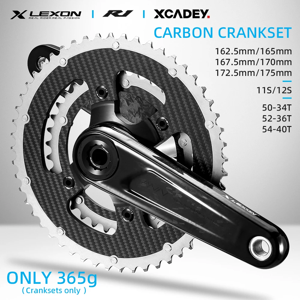 2024 LEXON XCADEY Power Meter Base Road Carbon Cranksets 29mm Spindle 162/165/167.5/170/172.5/175MM Ultralight Chainring 52-36T