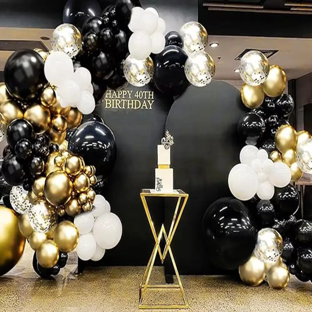 بالونات الذهب الأسود جارلاند قوس عدة الذهب النثار اللاتكس بالون طفل حفلة عيد ميلاد استحمام الطفل الزفاف الذكرى ديكور Globos #3