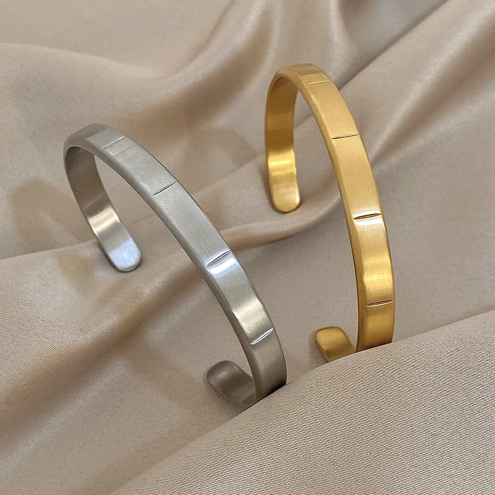 

Minimalist Stainless Steel C-shaped Open Bangle for Women Elegant Round Basical Cuff Bracelet Waterproof Hand Jewelry Gift