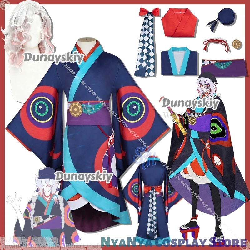 Gato peludo antropomórfico fantasma Anime película lluvia Cosplay Japón Ukiyoe estilos Kimono Retro precioso vestido largo fiesta de Halloween