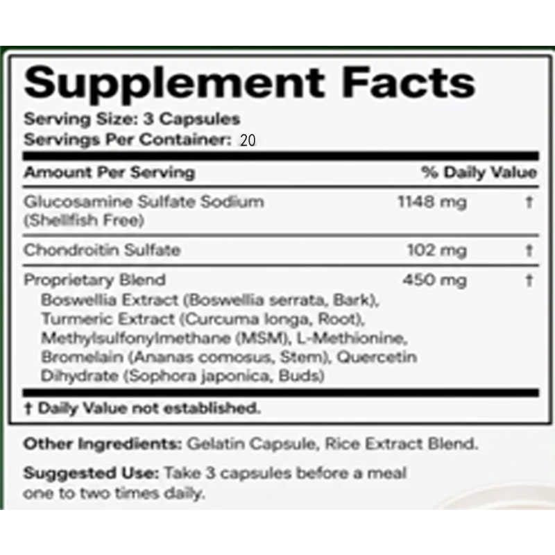 Glucosamine chondroitin sulfate Plus, containing glucosamine, chondroitin sulfate, and dimethyl sulfoxide, promotes flexibility