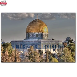 Large Size 5D Diamond Painting for DIY, Masjid Al Aqsa, Cross Stitch, Muslim Islamic Texts, Full Square and Round Mosaic
