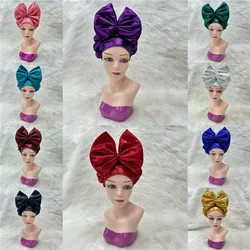 Latest Shinning Sequins Turban Cap for Women Ready Female Head Wraps African Auto Geles Aso Oke Headtie Already Made Headties 9L