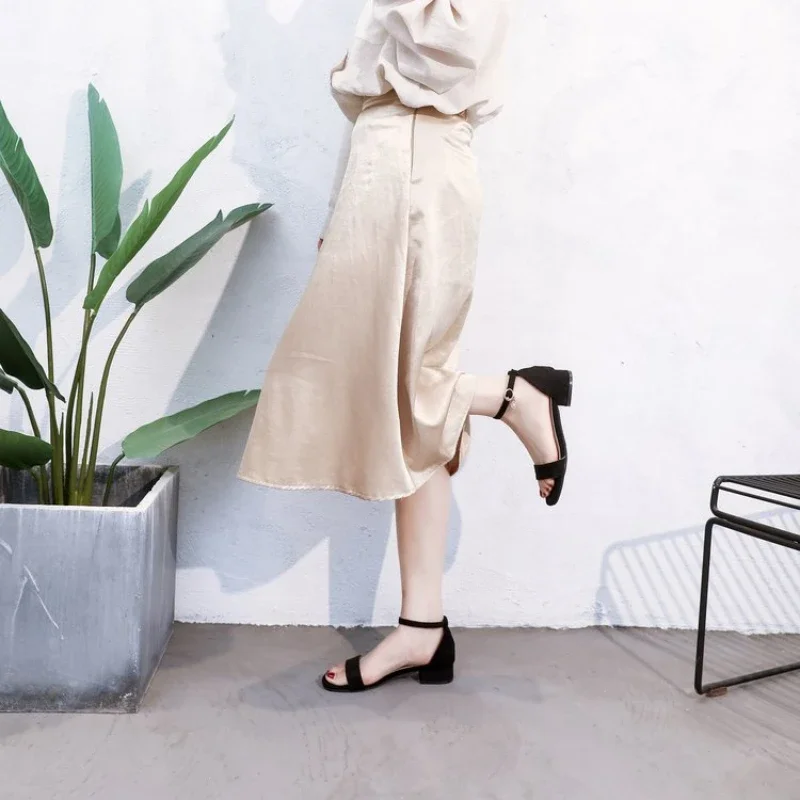 Shoes for Women High Heels New Fairy Style Fashion Low Heel Open Toe Platform Luxury Sandals Women Sandalias Woman Big Size