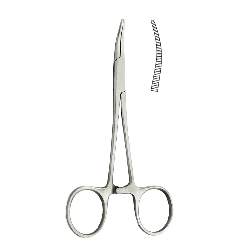 1pc Stainless Steel Hemostatic Forceps Surgical Tool Locking Clamps Straight/Curved Tip Durable Medical Instrument image 2