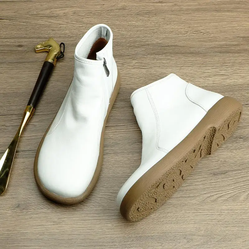 

Мужские зимние ботинки ручной работы: теплые, повседневные, высокие, кожаные, мягкие, в стиле челси, удобные, новая модель