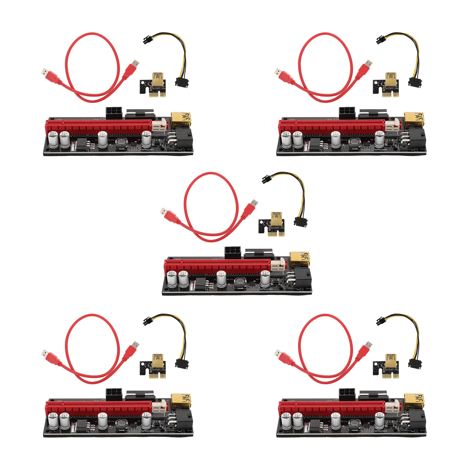 

5 комплектов адаптеров Pci-E от 1x до 16x для майнинга с улучшенным источником питания Pci Express Extender Адаптер для майнинга графического процессора