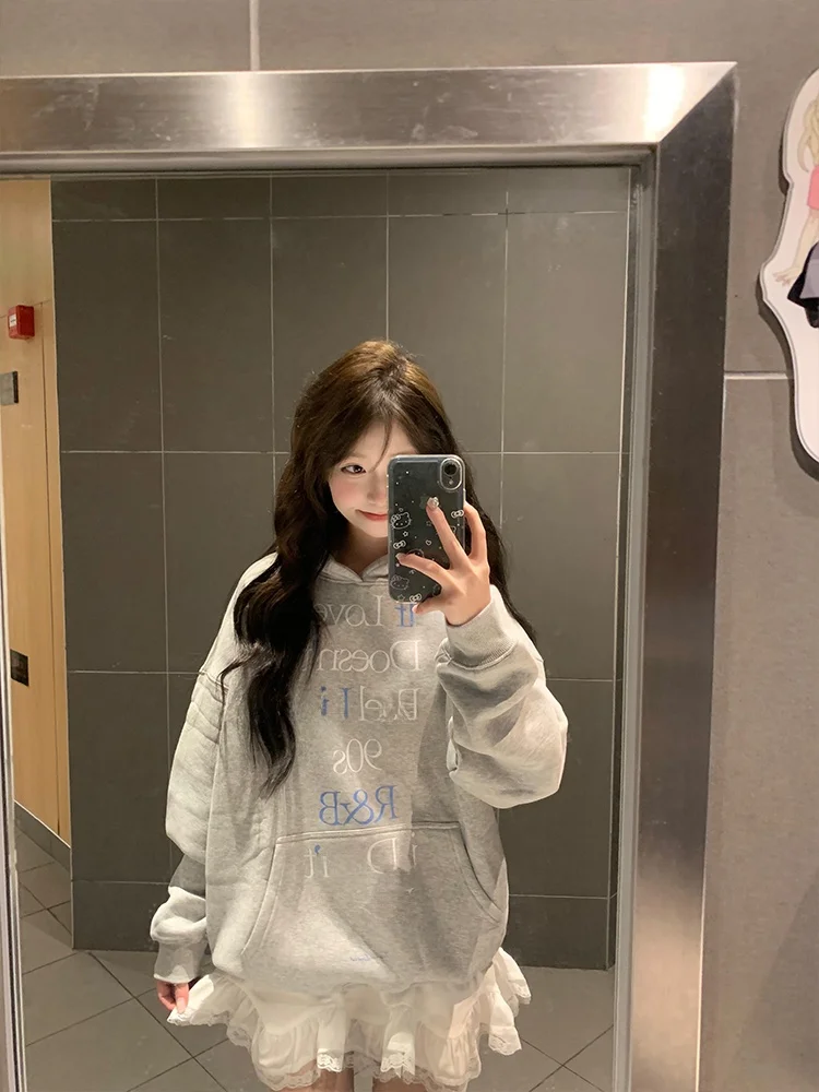 

Новая женская толстовка-худи в американском стиле, свободного кроя, с буквенным принтом, для весны, осени и зимы, в винтажном стиле, для повседневной носки