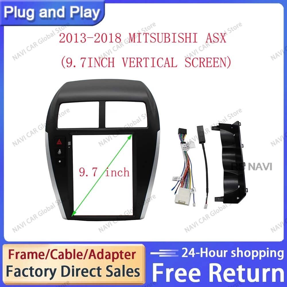 NAVI 2 Din Car Stereo Radio Frame Fascia Adapter For 2013 - 2018 MITSUBISHI ASX  9.7 INCH Android DVD Dash Fitting Panel Kit