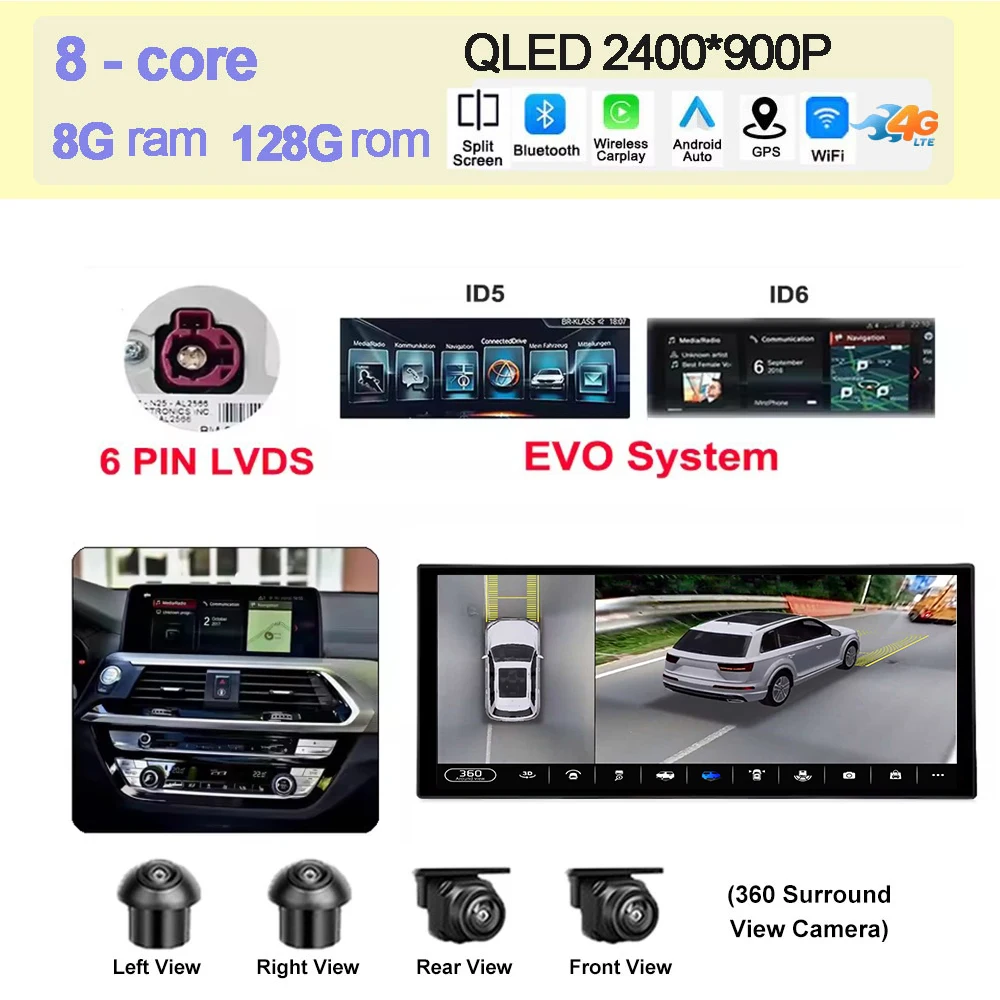 Android 15 Auto QLED Scherm 4G + Wifi Voor BMW X3 G01 X4 G02 2018 - 2022 EVO Systeem autoradio Multimedia Carplay DSP Stereo BT SWC - afbeelding 1