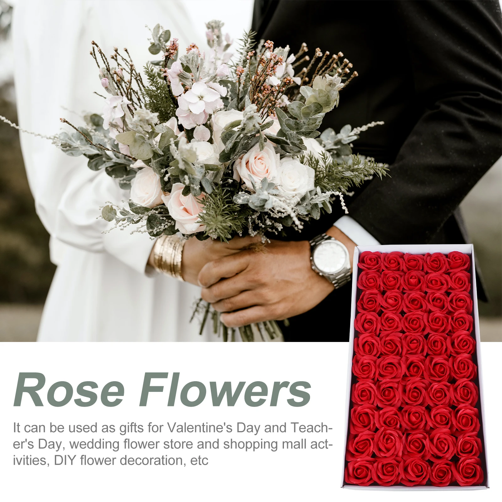 

50 Pcs Bouquet of Rose Soap Petals Valentine's Day's Gift Artificial Flower Gifts