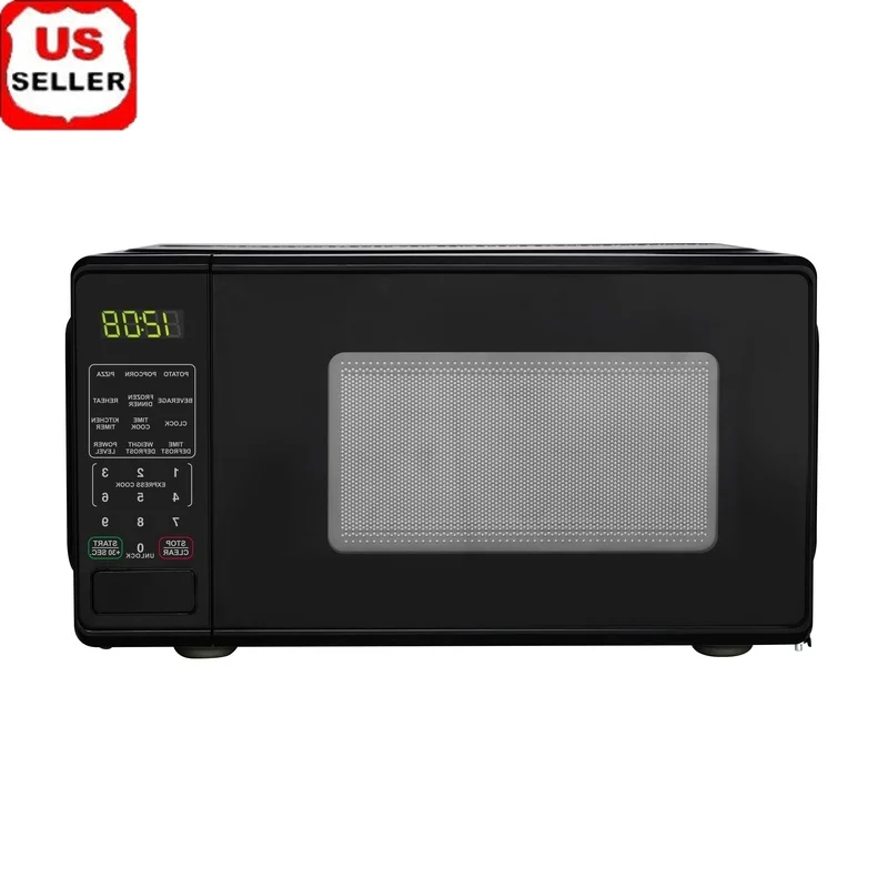 Horno microondas para encimera de 0,7 pies cúbicos, aparato de cocina compacto de 700W, temporizador de pantalla LED, bloqueo de seguridad para niños, descongelación rápida con un solo toque