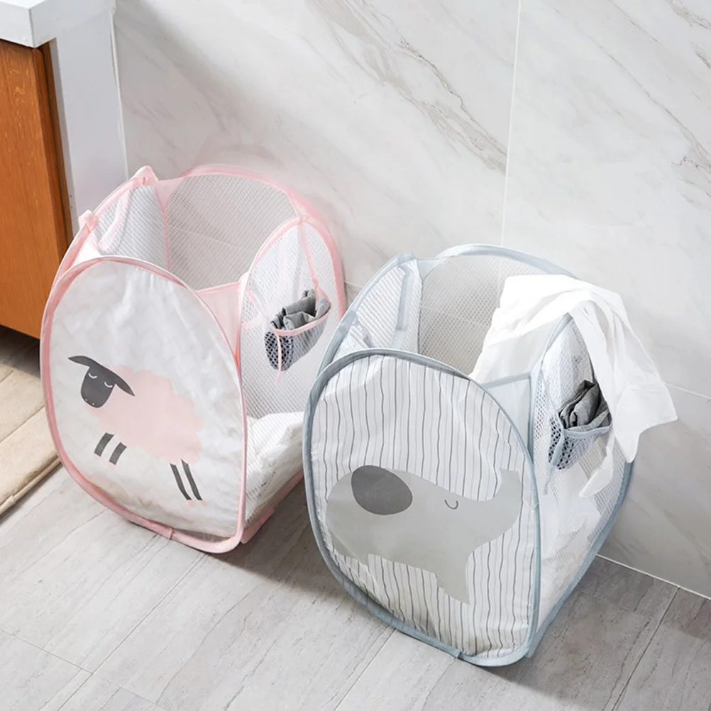 

2 pcs 50X30Cm Foldable Mesh Laundry Hamper Basket Collapsible Dirty Clothes Storage Organizer For Dorm Home Office Storage Bin