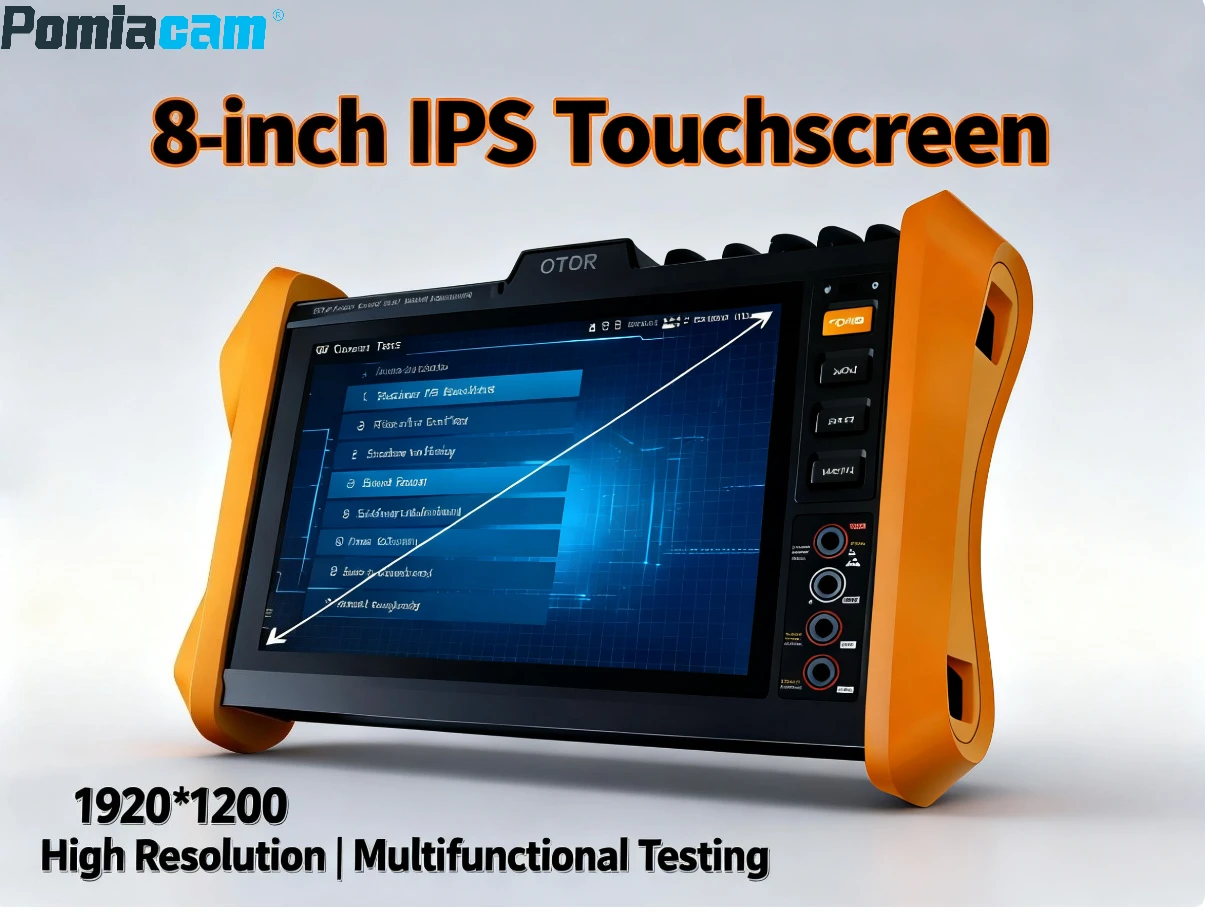 OTDR Fiber Tester 8-inch Touchscreen SDI AHD CVI TVI CVBS 4K IP Camera Tester 1310/1550nm Event Map 90W PoE Power Output