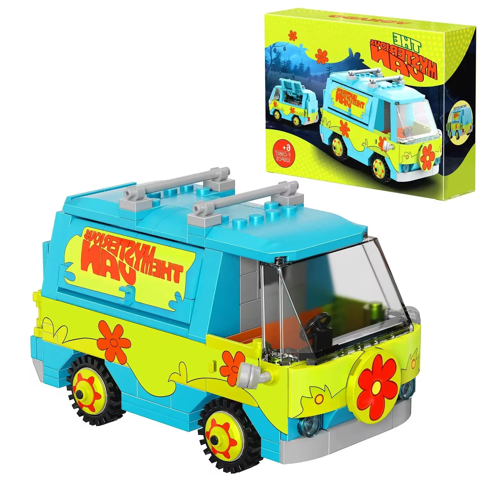 320PCS Mysteryed Machine Car Model Kit Building Blocks Movie Scooed Doo Panel Van Cartoon Vehicle  Bricks Toys For Kids Gifts