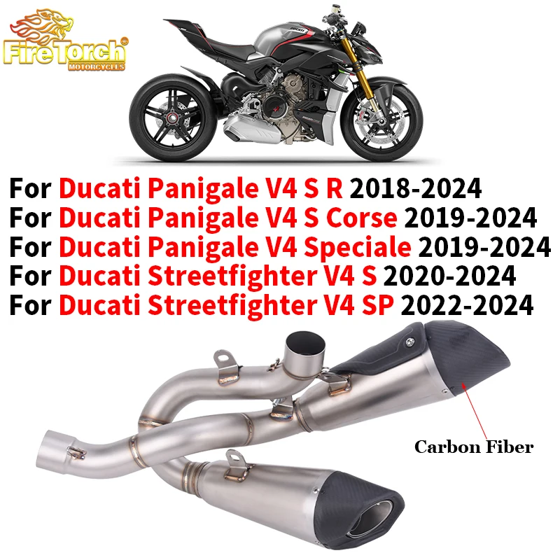 

Slip On For Ducati Panigale Streetfighter V4 S R Corse Speciale 2018-2024 Motorcycle Exhaust System Escape Link Pipe With Muffle