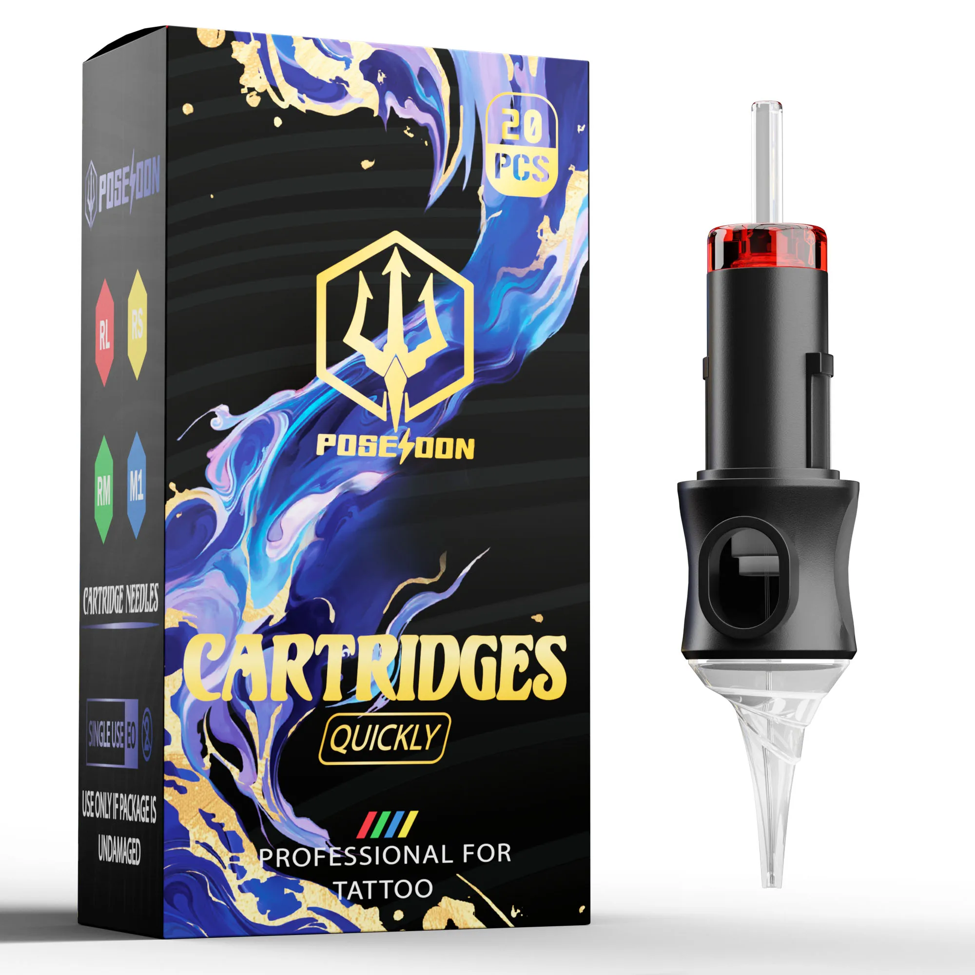 POSEIDON V5 20PCS Tattoo Needles Disposable Safty RL Tattoo Cartridge Needle Hot Sale Permanent Makeup Tattoo Needles