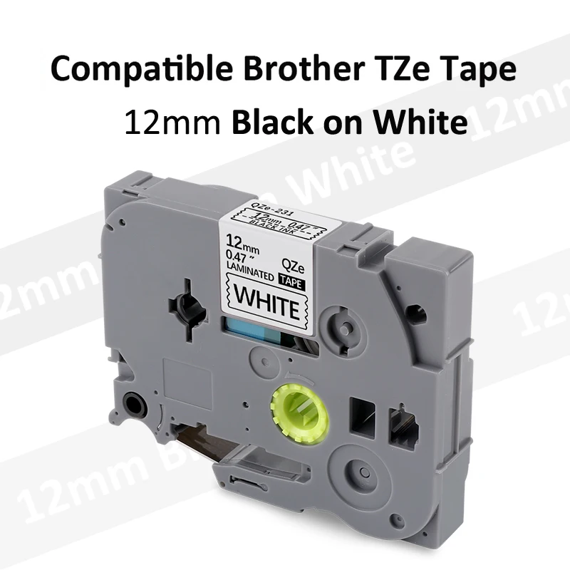 4 Pcs 12mm TZe‑231 Black on White Laminated Label Tape, Strong Adhesive Replacement Refills Compatible with Brother P‑Touch PT‑D210 PT‑D220 PT‑H110 for Home Office Labeling & Storage Organization