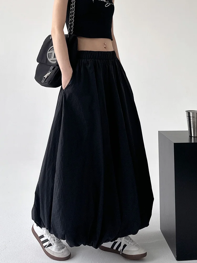 

Spring 2025 High Waist Bla Bloomer Skirt Mid-Length A-Line f Skirt Tall Women's Skirts Slimming Effect Commute Sle