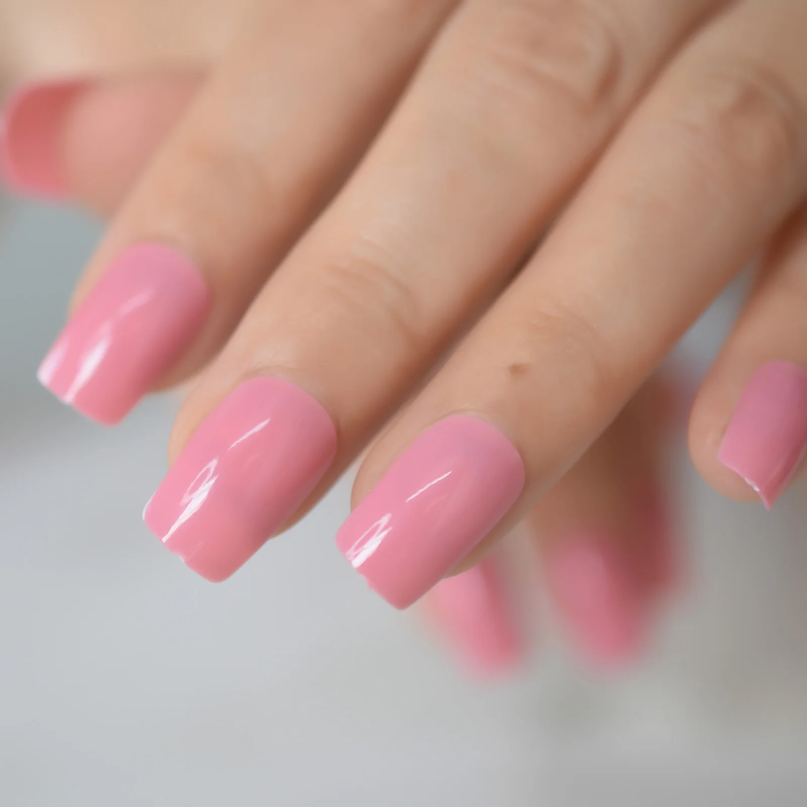 24 pçs imprensa em unhas falsas geléia rosa artificial dicas de unhas falsas para escritório casa quadrado falso ongle livre cola adesivo fácil usar