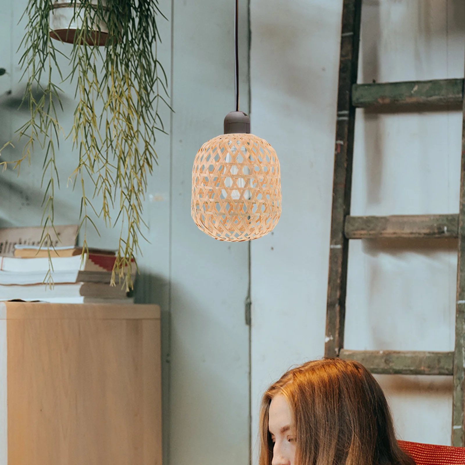 

Bamboo Lampshade Pendant Lamp Shade Hand-Woven Rustic Hanging Lamp Cover for Home Restaurant Hotel Decorative Ceiling Light