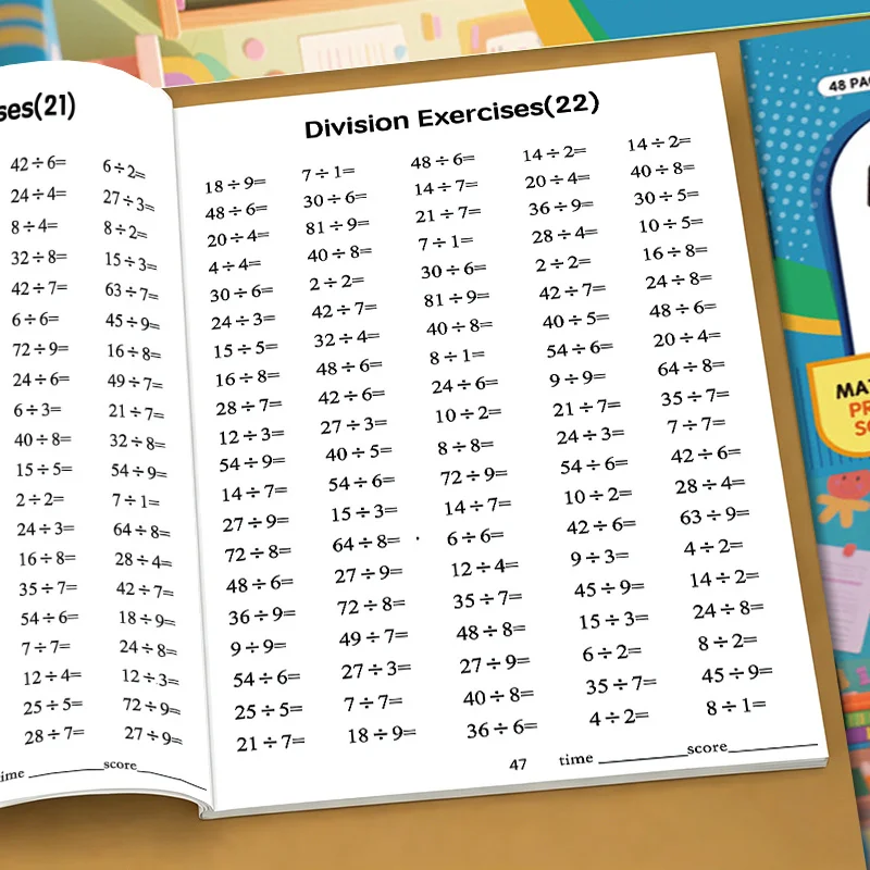 Preschool & Elementary Early Education Learning Material, 48 Pages Multiplication and Division Math Exercise Workbook