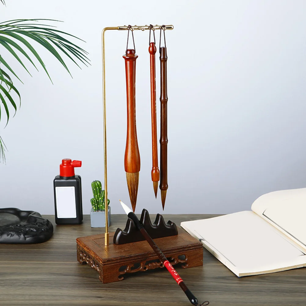 Chicken Wing Wood Pen Hanging Paint Brush Rest Storage Rack Desktop Calligraphy Holder Chinese Practical Wooden Ink Stand