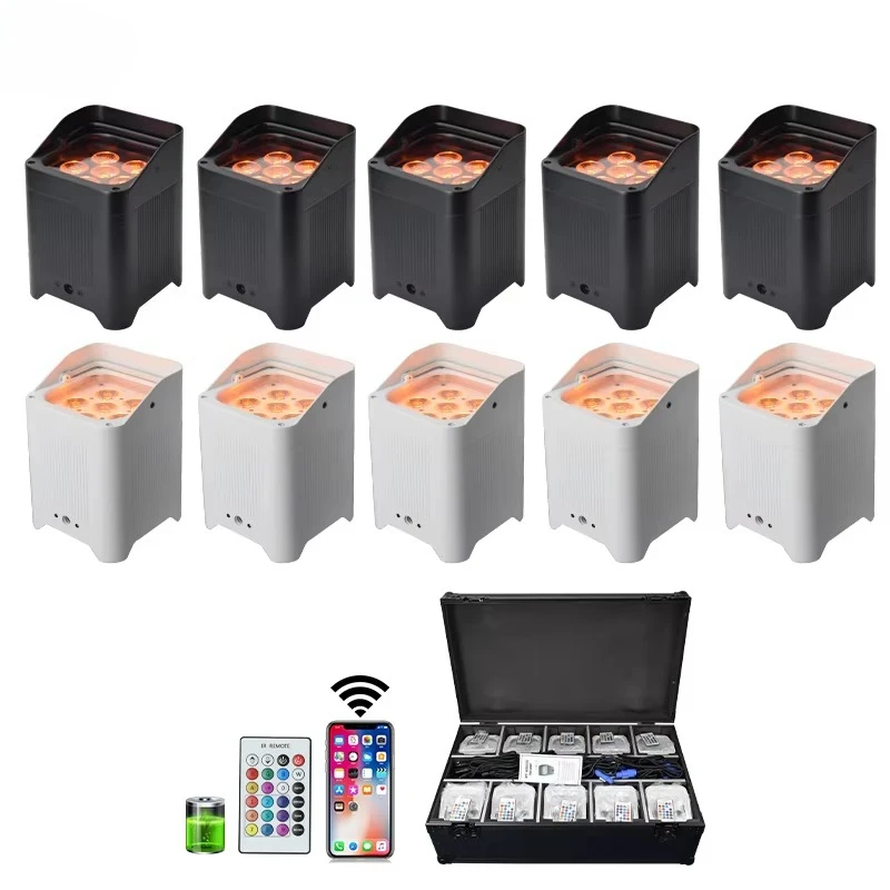 

LED Battery Par Light RGBWA UV 6in1 Indoor Uplight With Flight Case Packaging