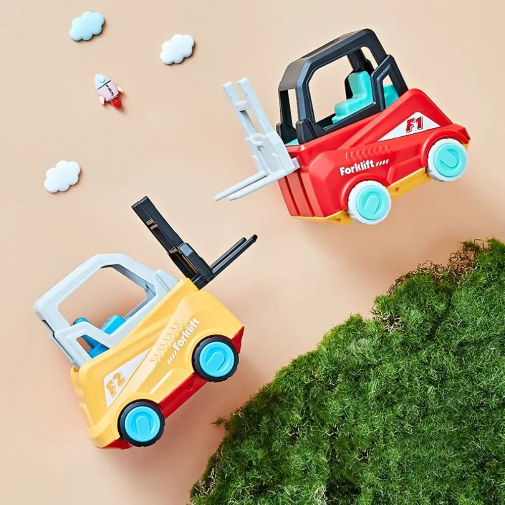 Montessori Forklift Car ABS Plastic Stacking Design Push and Go Vehicle Forklift Design Multi Functional Montessori Stacking
