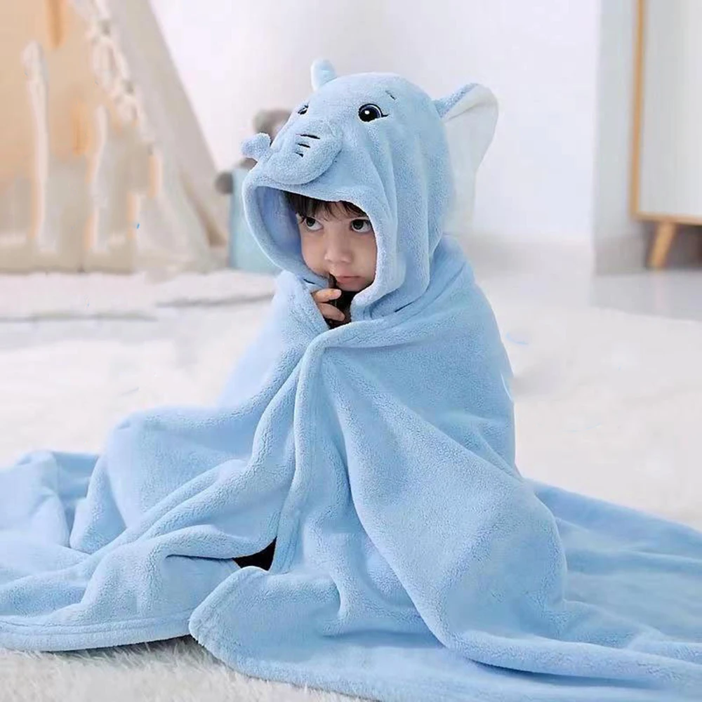 Dry Cartoon Hooded Robe Beach Towel Anime Children's Bath Wrapper Hoodie Swimming Gown Kids Beachblanket Buttons High Quality