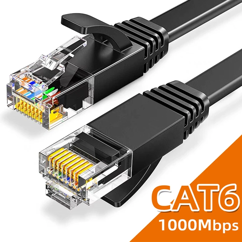 Cat 6 Ethernet Cable RJ45 Shielded Network 0.5M 1M 2M Ethernet Cableh Flat Hig Speed 1000Mbps Internet Network Cord CAT6 RJ45