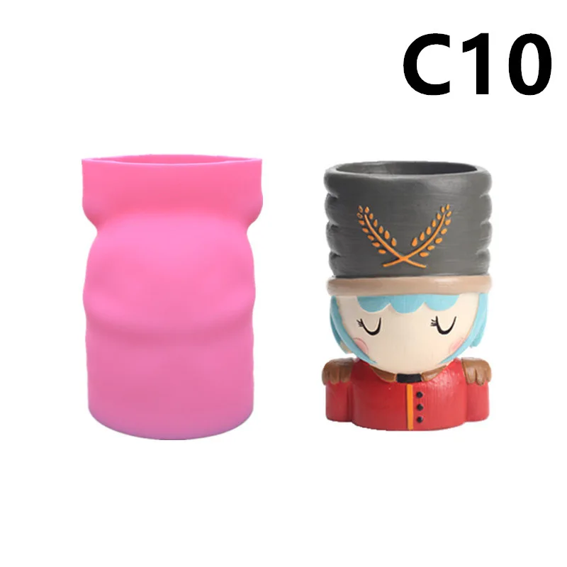 

Cartoon Fairy Soldier Succulent Flower Pot Silicone Mold Scented Stone Ornaments Homemade Ashtray Flower Pot Pen Holder