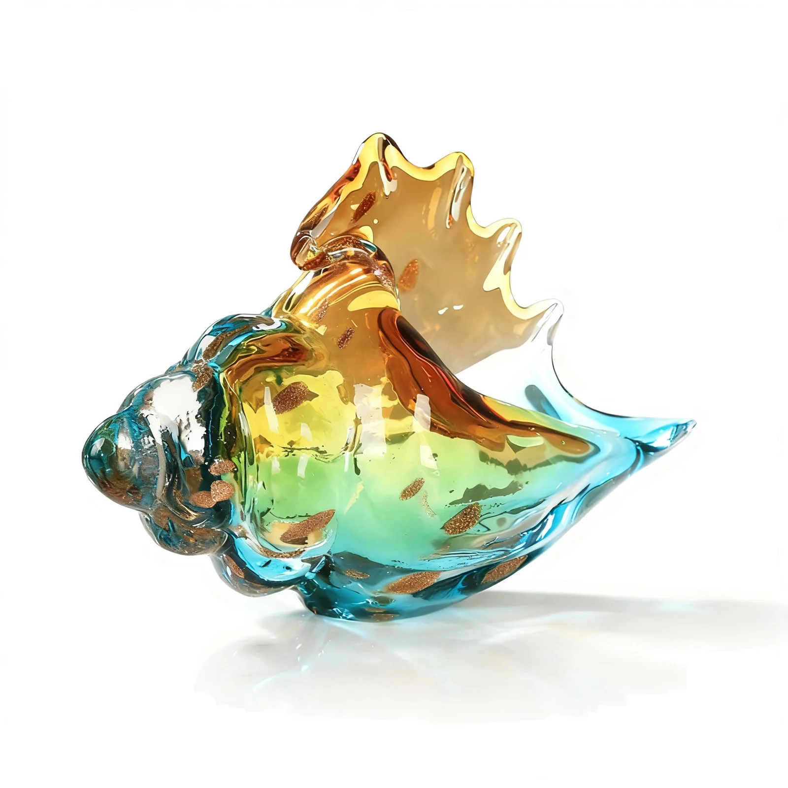 Glass Conch Sculpture Light Luxury Modern Style Vibrant Multicolor Glazed Finish Durable Glass