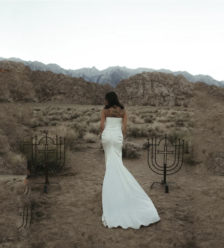 Vestido de novia de satén, prenda sencilla y moderna con cuello en V, sin mangas, cinturón con lazo, plisado Formal, tren de barrido personalizado, 2024