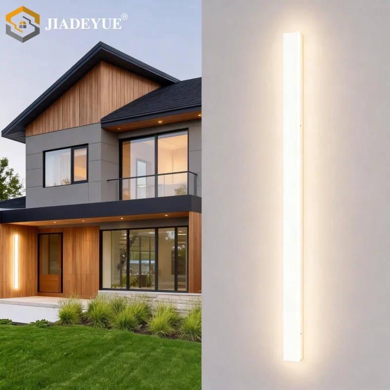 Lâmpada de parede longa LED moderna à prova d'água, varanda de garagem, corredor de jardim, lâmpada de parede de tira longa branca, iluminação externa IP65