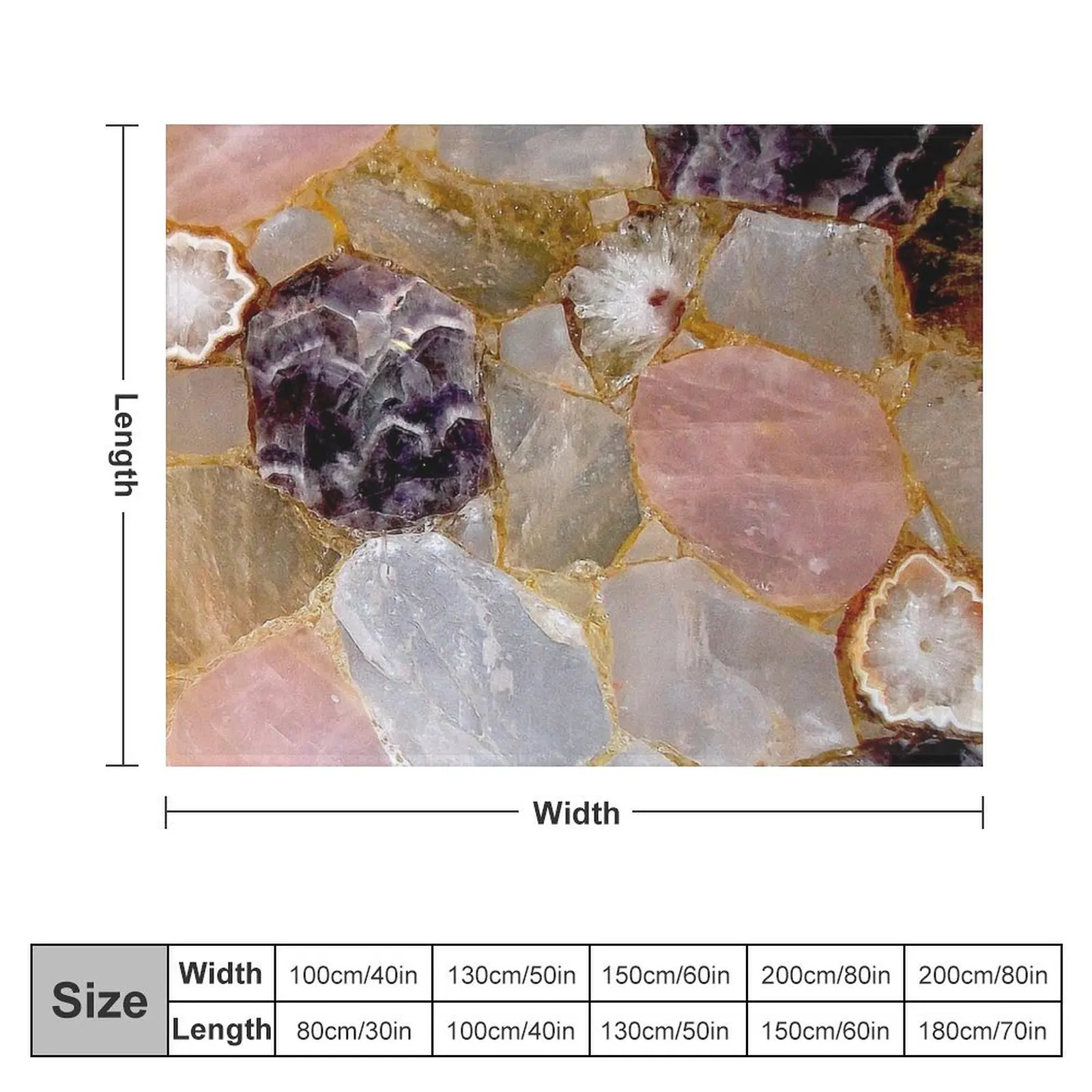 Rose Quartz, Amethyst, White Geode, Gemstone Throw Blanket funny gift Multi-Purpose Blankets