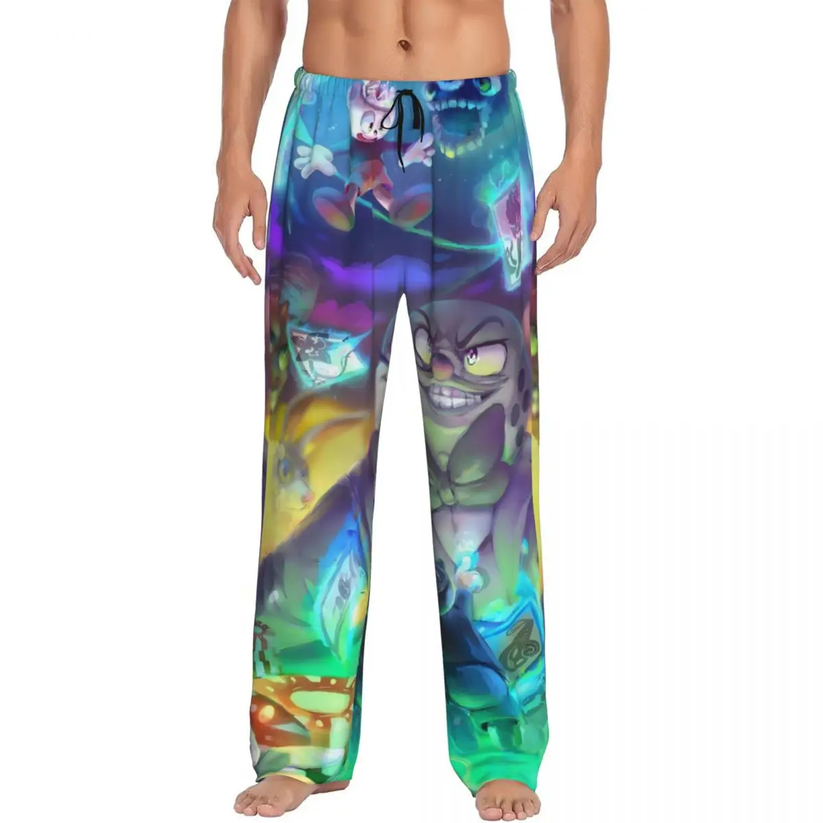 

Custom Print Cupheads Pajama Pants Men Shooting Game Sleep Sleepwear Bottoms with Pockets