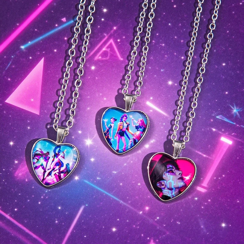 

Kpop Hunter Heart Necklace Anime Film Rumi Zoey Mira Necklace Accessories Alloy Hanging Jewelry Pendent Student Cosplay Gifts