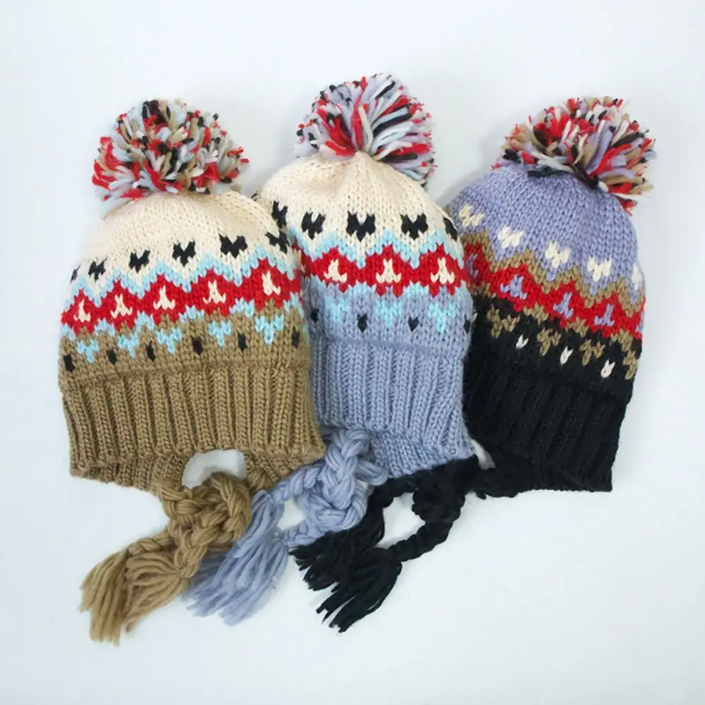 قبعة أطفال محبوكة أنيقة للخريف والشتاء، مقاومة للرياح ودافئة للأولاد والبنات، قبعة سميكة لحماية الأذنين للاستخدام الخارجي