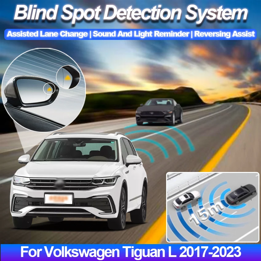Car BSD BSM BSA Blind Area Spot Warning Drive Mirror Rear Radar Microwave Detection System For Volkswagen Tiguan L 2017-2023