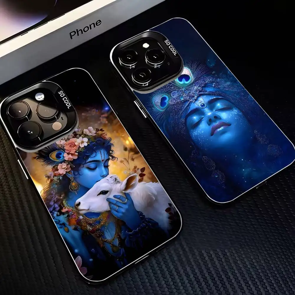 

Vishnu Hare Krishna Phone Case For iPhone17,16,15,14,13,12,11 Plus,Pro Max Black Matte Shockproof Cover